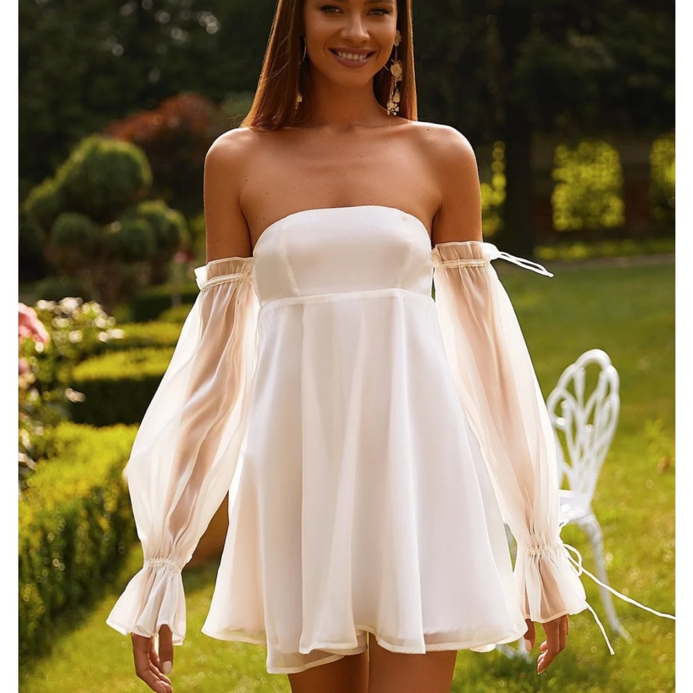 Alamour The Label White Off-Shoulder Mini Dress